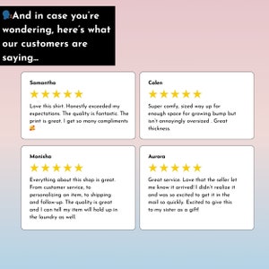 May include: Four customer reviews with five-star ratings for a shop. The reviews highlight the quality of the products, the customer service, and the fast shipping. The reviews are from Samantha, Calen, Monisha, and Aurora.