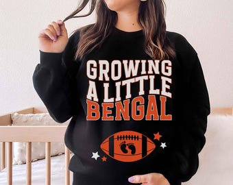 Growing a little Bengal Fan Sweatshirt, Cincinnati Football Pregnancy Announcement Maternity Game Day Baby Reveal Crewneck Sports Fan