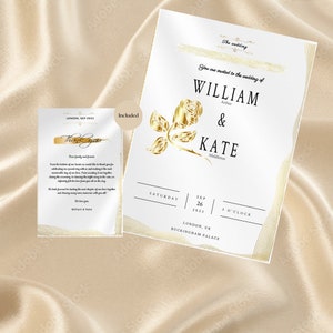 Luxury, royalty, weddinginvitation Template, instant Download + free thankyou card