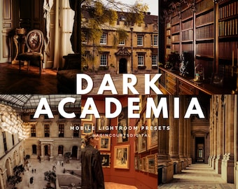 Preset Lightroom Dark Academia / Estetica malinconica (Mobile, PDF)