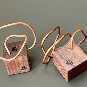 Copper & Walnut Handmade Candle Holder (2”x2”x2” wood base, 6 guage copper), Shelf decor
