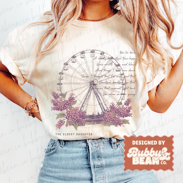 Comfort Colors Eldest Daughter Showgirl Shirt, Ferris Wheels, Kisses, and Lilacs Lyrics Vintage Graphic Tee, The Life of The Eldest Daughter