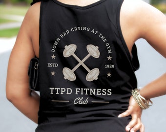 TTPD Down Bad Crying At The Gym Unisex Jersey Tank - The Tortured Poets Dept Gym Apparel - Swift Merch - Summer Workout Tank - Bella Canvas