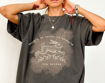 THE BOLTER Comfort Colors Vintage Aesthetic T-shirt - Theres An Escape In Escaping Lyrics Tee - Oversized Cotton Gym Shirt