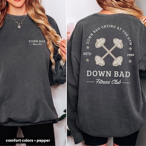 COMFORT COLORS Down Bad Crying At The Gym Tortured Poets Vintage Print Crewneck Sweatshirt, Eras Merch, Christmas Gift For Her, Pop Culture