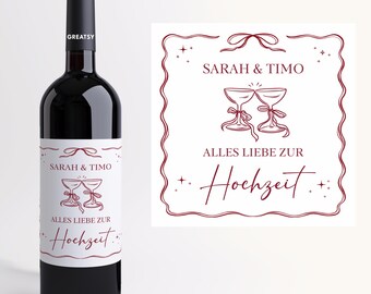 Wine label for weddings & engagements | Best wishes for your wedding | Personalized names of bride and groom | Wedding gift wine | Wedding present