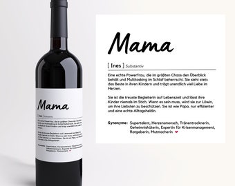 Mama Definition I Personalisiertes Weinetikett I Muttertag I Personalisiertes Geschenk I Geburtstagsgeschenk I Mutter I Weihnachtsgeschenk