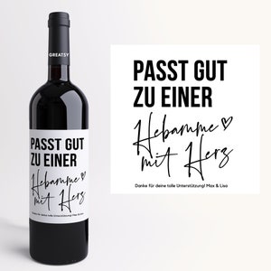 Hebamme Geschenk I Schwangerschaft I Geburt I Personalisiertes Weinetikett I personalisiertes Geschenk  I Baby I Dankeschön