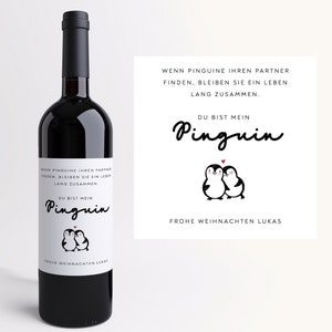 Personalized Christmas Gift I Wine Label I Christmas I X-MAS I Merry Christmas I Penguins I Girlfriend Christmas Gift