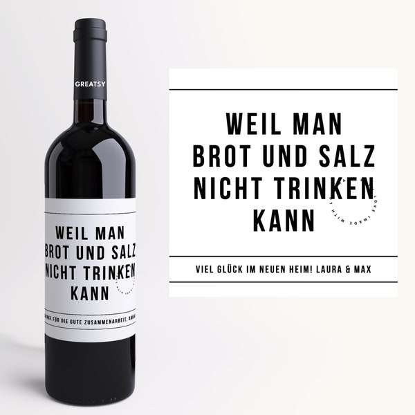 Einweihungsgeschenk WohnungI Personalisiertes Weinetikett I Geschenk zum Einzug I Brot und Salz I Einweihung Haus I Wein I Einweihungsparty