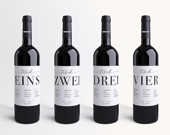 Personalized wine label wedding seating chart | Wine bottle table plan | Wedding decoration table number seating chart with names