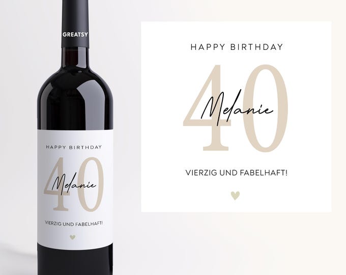 Lustiges Personalisiertes Weinetikett Zum Runden Geburtstag – 20er Bis 60er – Mit Wunschtext, 11x11 Cm, Matt & Blickdicht