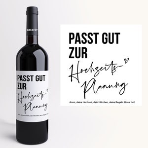 Hochzeitsplanung I Hochzeit I Verlobung I Hochzeitsgeschenk I Personalisiertes Weinetikett I Trauzeugin I Junggesellinnenabschied