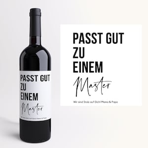 Master I Abschluss I Personalisiertes Weinetikett I Uni I Universität I Diplom I Bachelor I personalisiertes Geschenk I Studium I Student