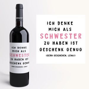 Geschwister Geschenk I Lustig I Personalisiertes Weinetikett I Geburtstag I Schwester I Geburtstagsgeschenk I Weihnachtsgeschenk