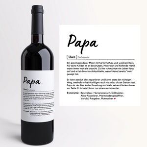Papa Definition I Personalized Wine Label I Gift I Father I Wine Label I Christmas Gift I Birthday Gift I Father's Day