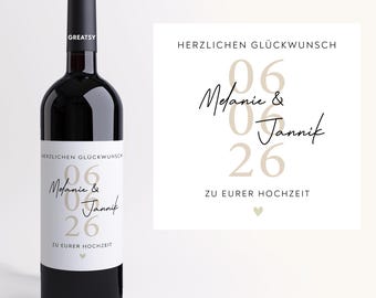 Personalized wine label for weddings with names and date | Wine gift for engagements | Wedding gift & engagement gift