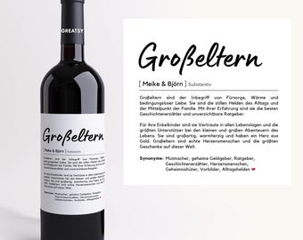 Grandparents Definition I Personalized Wine Label I Gift I Gift Idea Grandma & Grandpa I Birthday Gift I High-quality Adhesive Label