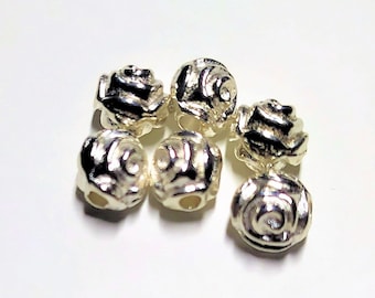 Lot de 15 perles intercalaires ø5mm - fleur style Rose - Métal argenté - Livraison gratuite