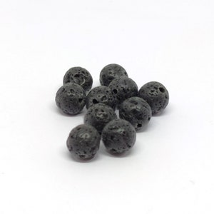 Lot de 10 perles rondes - Pierre de lave - ø8mm - Pierres naturelles - Livraison gratuite