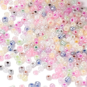 Lot de 1000 perles de rocaille - mix rose violet jaune vert bleu blanc - ø 2mm - opaque - Livraison gratuite