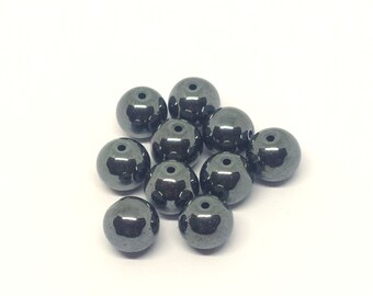 Lot of 10 round beads - Non-magnetic hematite - ø8mm - Free delivery