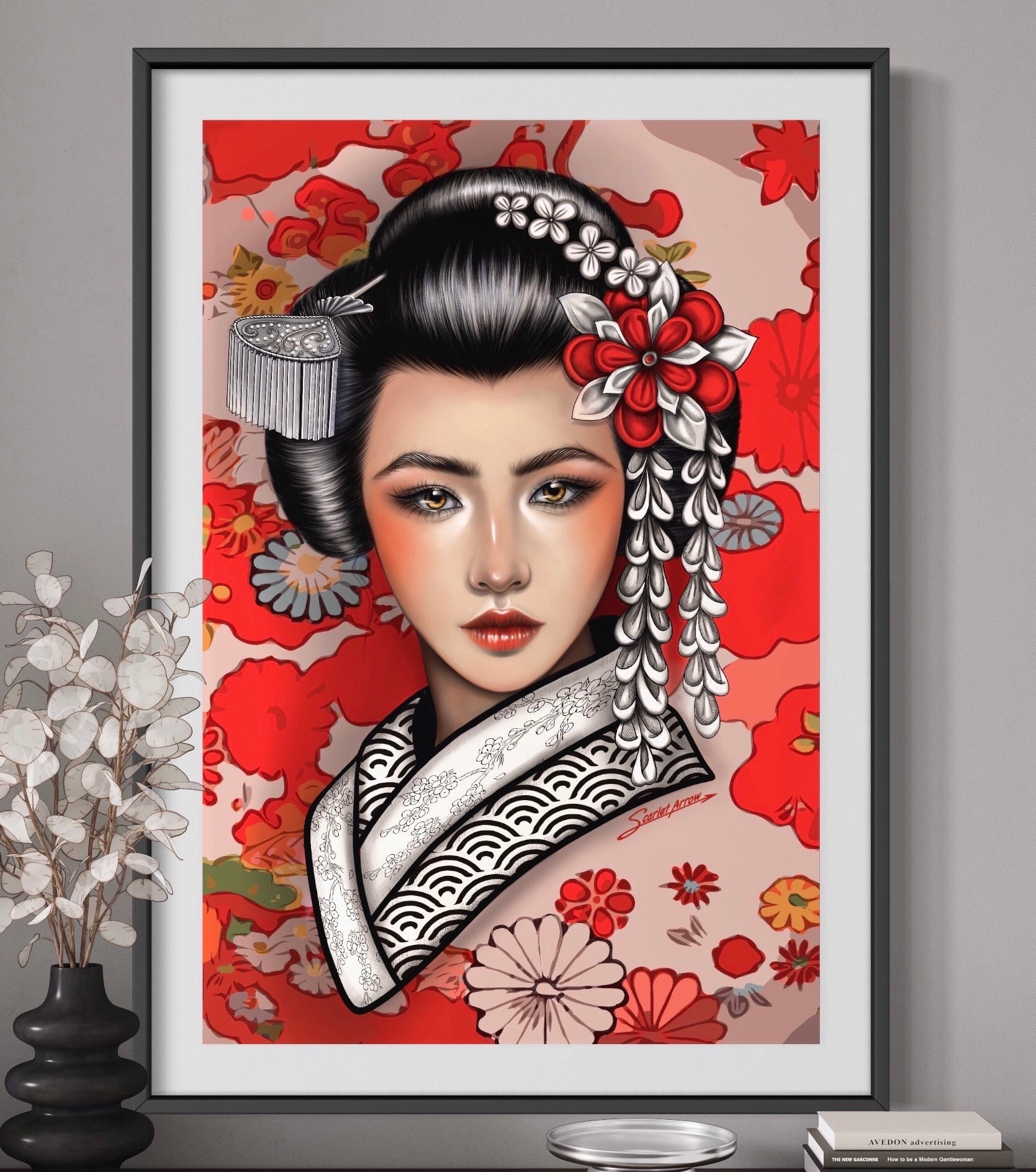 Art Print Portait of a Geisha Japanese Art Print, Artsy Gift, Geisha