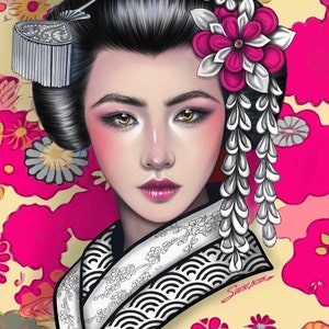 Art print Portait of a geisha - Japanese art print, artsy gift, geisha poster, oriental wall art, Japanese artwork, giclee, wall art, geisha