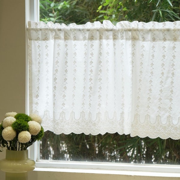 White Lace Curtains Etsy