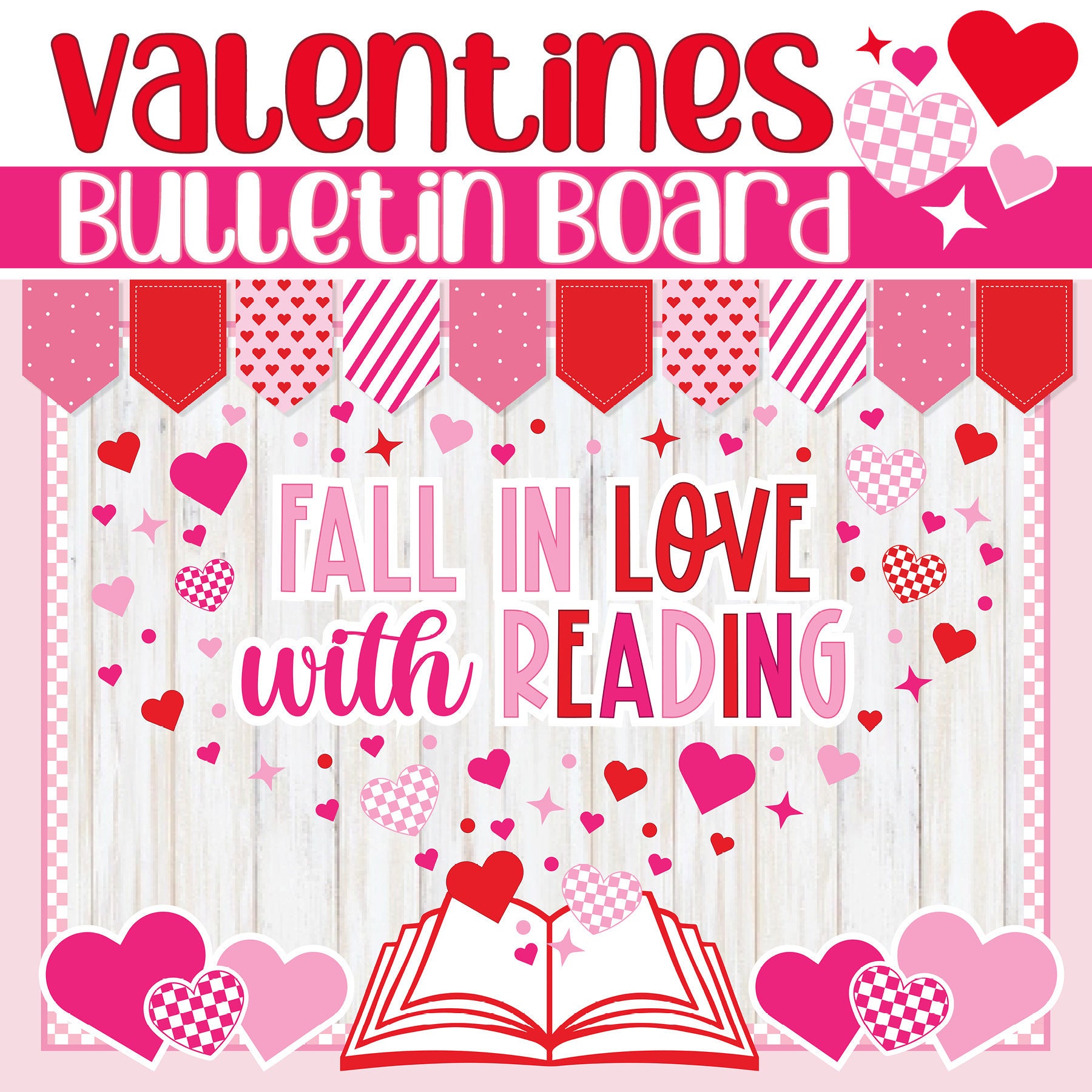 Valentine's Day Reading Bulletin Board Kit (PDF) - Etsy
