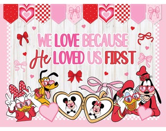 Valentine&#39;s day Bulletin Board Kit We Love Because He Loved Us First. February Classroom Door Decor Classroom Decoration. Holiday. Religious