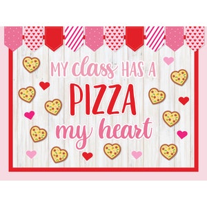 Valentine&#39;s day Bulletin Board Kit. Pizza theme. February Classroom Door Decor Classroom Decoration. Holiday