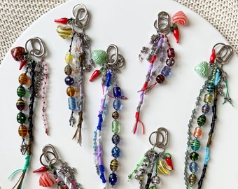 Y2K Summer Glass Bead Keychain | Bag Charms | Lanyard Keychain | Murano Glass Charms