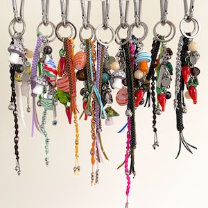 Y2K Aesthetic Keychain | Bag Charms | Lanyard Keychain| Gimp String | Murano Glass Charms