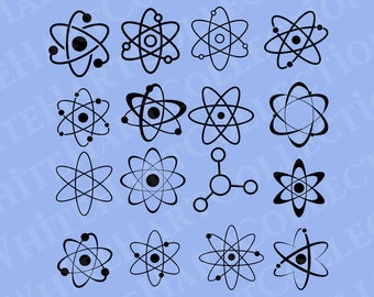 16 Atom Svg Bundle, Png, Jpg, Ai, Użycie komercyjne, Chemia Svg, Cząsteczka Svg, Nauka Svg, Clipart Atom, Wektor Atom Svg, Plik Cricut Cut, A1