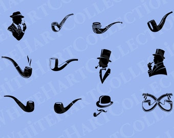 12 Smoking Pipe Svg, Png, Jpg, Ai, Commercial Use, Smoking Svg, Smoking Pipe Silhouette, Cigarette Clipart, Digital, Cricut Cut File, SP1