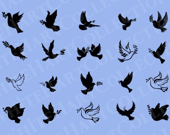 20 Dove Svg, Png, Jpg, Ai, Commercial Use, Dove Silhouette, Dove Clipart, Animal Svg, Bird Svg, Love, Digital Download, Cricut Cut File, B5