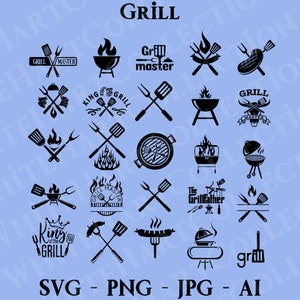 25 Grill SVG, Png, Jpg, Ai, kommerzielle Nutzung, Barbecue SVG Bundle, BBQ SVG, Grill SVG, digitaler Download, Cricut Cut Datei, G1