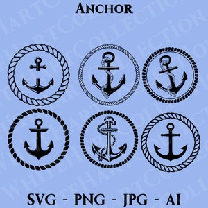 6 Anchor Svg, Png, Jpg, Ai, Commercial Use, Anchor Logo, Anchor Clipart, Anchor Silhouette, Digital Download, Cricut Cut File, Anchor 1