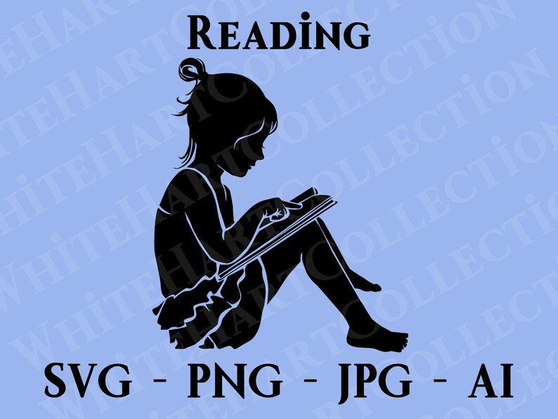 Reading Commercial Use Svg Png Jpg Ai Reading a Book Etsy