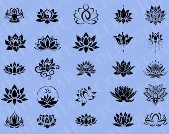 25 Lotus Svg Bundle Commercial Use Svg, Png, Jpg, Ai, Flower Svg, Lotus Clipart, Lotus Flower Svg, Lotus Silhouette, Cricut Cut File, F13