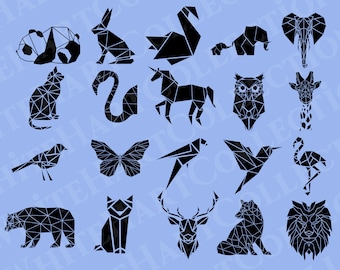 20 Animals Svg, Png, Jpg, Ai, Commercial Use, Animal Silhouette, Geometric Animal, Polygon Animal, Digital Download, Cricut Cut File, AA 2