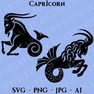 Capricórnio, Svg, Png, Jpg, Ai, Uso comercial, Cabra, Animal, Zodíaco, Signo Svg, Horóscopo Svg, Download digital, Arquivo Cricut Cut, C1