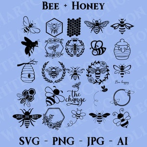 25 Bee Svg, Png, Jpg, Ai, Commercieel Gebruik, Insect Art, Bee Kind Svg, Honingraat Svg, Bumble Bee, Digitale Download, Cricut Cut File, Bee 1