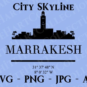 Marrakesh Commercieel Gebruik Svg, Png, Jpg, Ai, City Skyline Art, City Landscape Svg, City Landmark Svg, Digitale Download, Cricut Cut File, CS 2