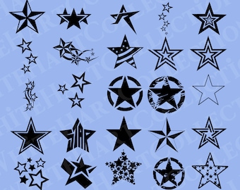 25 Star Svg Bundle, Png, Jpg, Ai, Commercial Use, Star Silhouette, Cartoon Star Svg, Star Clipart, Digital Download, Cricut Cut File, S1