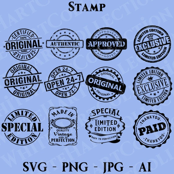 12 Stamp Svg, Png, Jpg, Ai, Commercial Use, Original Stamp Svg, Approved Stamp Svg, Stamping, Digital Download, Cricut Cut File, Stamp 1