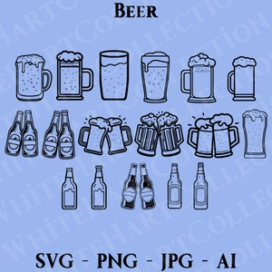 17 Beer Svg, Png, Jpg, Ai, Bottle Art, Commercial Use, Beer Logo, Beer Bottle Svg, Beer Mug Svg, Digital Download, Cricut Cut File, Beer 1