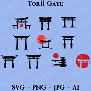 10 鳥居 SVG、Png、Jpg、Ai、商用利用、日本 SVG、鳥居のシルエット、鳥居のイラスト、クリップアート、デジタル、Cricut カット ファイル、TG1