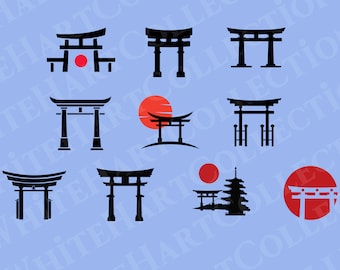 10 Torii Gate Svg, Png, Jpg, Ai, Commercial Use, Japan Svg, Torii Silhouette, Torii Illustration, Clipart, Digital, Cricut Cut File, TG1